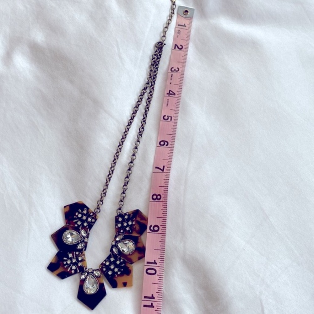 Loft Tortoiseshell Rhinestone Statement Necklace - image 5